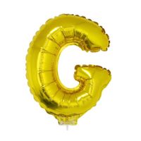Gouden opblaas letter ballon G op stokje 41 cm   -