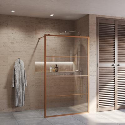 BWS Inloopdouche Frame 80x200 cm 8 mm NANO Glas Geborsteld Brons Koper Boss & Wessing