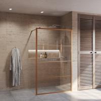 BWS Inloopdouche Frame 80x200 cm 8 mm NANO Glas Geborsteld Brons Koper Boss & Wessing