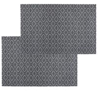 Set van 6x stuks placemats grafische print zwart texaline 45 x 30 cm