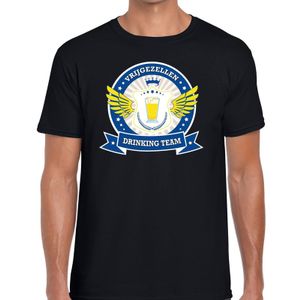 Zwart vrijgezellenfeest drinking team t-shirt blauw geel heren