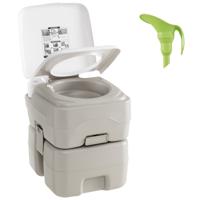 Draagbaar Toilet met 20 L Afvaltank Compacte Reis-WC met Spoelpomp & Telescooptrechter Grijs