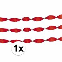 Crepe papier feest slingers/guirlande - 1x - 6 meter - rood - feestversiering - uni kleuren