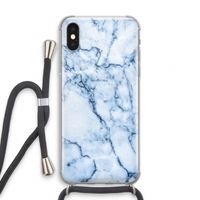 Blauw marmer: iPhone X Transparant Hoesje met koord