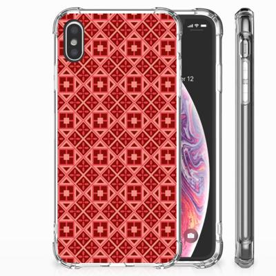 Apple iPhone Xs Max Doorzichtige Silicone Hoesje Batik Rood Apple iPhone Xs Max Doorzichtige Silicone Hoesje Batik Rood