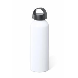 Waterfles / drinkfles / sportfles - metallic wit - aluminium - 800 ml - schroefdop