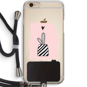 Zwart-wit cactus: iPhone 6 / 6S Transparant Hoesje met koord
