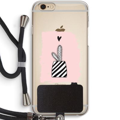 Zwart-wit cactus: iPhone 6 / 6S Transparant Hoesje met koord