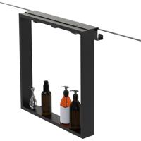 Fortifura Galeria schap met 4 haken - voor douchewand - 50x50x6.5cm - mat zwart Z002matzwart