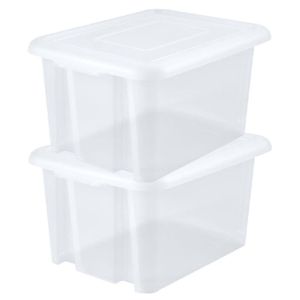 4x stuks kunststof opbergboxen/opbergdozen wit transparant L58 x B44 x H31 cm stapelbaar