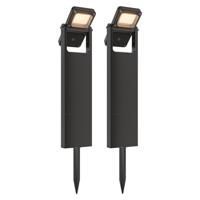 HOFTRONIC™ 2x Alton - Solar LED Padverlichting - Tuinpadverlichting Prikspot - Kantelbaar - 2 Lichtstanden - IP54 waterdicht - Sfeervol 3000K warm wit licht - Zwart HOFTRONIC™ 2x Alton - Solar LED Padverlichting - Tuinpadverlichting Prikspot - Kantelbaar - 2 Lichtstanden - IP54 waterdicht - Sfeervol 3000K warm wit licht - Zwart