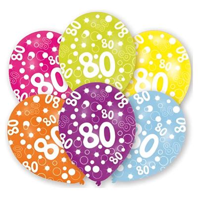 Ballonnen 80 jaar - 6x - 27 cm - verjaardag - leeftijd feestballonnen - Feestartikelen