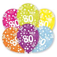 Ballonnen 80 jaar - 6x - 27 cm - verjaardag - leeftijd feestballonnen - Feestartikelen