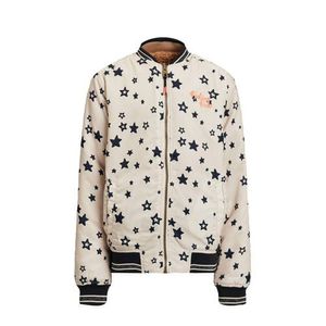 WE Fashion reversible bomberjack zomer met sterren ecru/beige/zwart