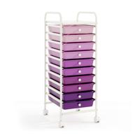 Rollwagen Bad Rollcontainer Bijzetwagen met 10 Laden Paars 33 x 37 x 86 cm