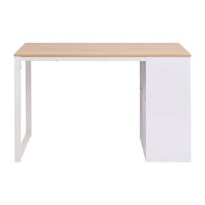 The Living Store Schrijftafel Modern - Bewerkt hout - 120 x 60 x 75 cm - Eiken - wit - Met 4 opbergvakken