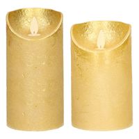 Set van 2x stuks Gouden Led kaarsen met bewegende vlam