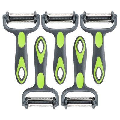 Dunschiller Profi - 5x - grijs/groen - kunststof - 15 cm - aardappelschiller met 3 mesjes