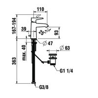 LAUFEN VAL wastafelmengkraan 1-gats m/waste vrsp 110mm chroom, chroom - thumbnail