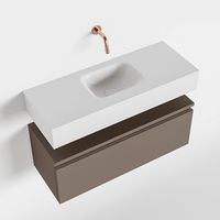 Toiletmeubel Mondiaz Andor | 80 cm | Meubelkleur Smoke | Lex vrijhangend wastafel Talc Midden | Zonder kraangat