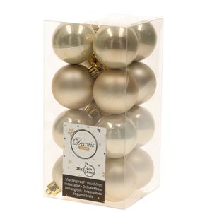 Decoris kleine kerstballen - 16x st - licht champagne - 4 cm - kunststof - kerstversiering