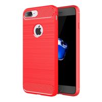 iPhone 7 Plus & 8 Plus Geborstelde structuur robuust pantser TPU back cover Hoesje (rood)