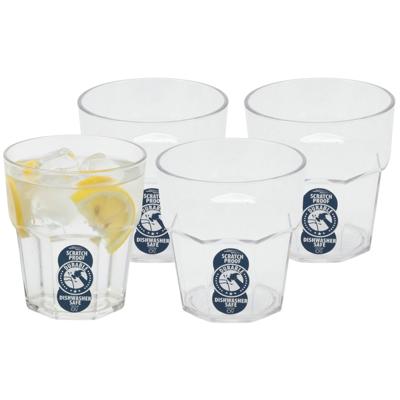 Excellent Houseware waterglas stapelbaar - 4x - 275 ml - onbreekbaar kunststof - herbruikbaar
