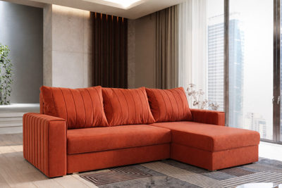 Showroommodel Slaapbank met opbergruimte Noa | Velvet Zalm | Hoekbank (Niet in originele verpakking)