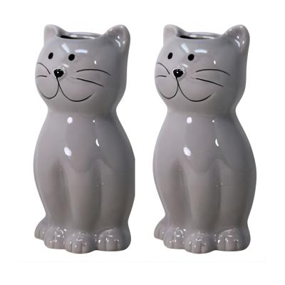 Waterverdamper - 2x - kat - grijs - kinderkamer - 17 cm - luchtbevochtiger