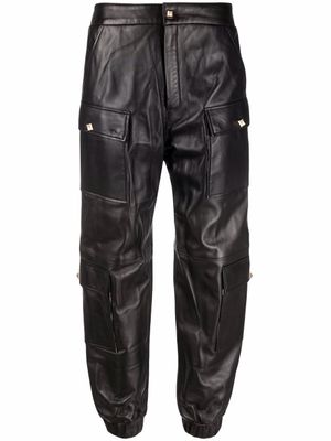 Philipp Plein pantalon de jogging en cuir - Noir