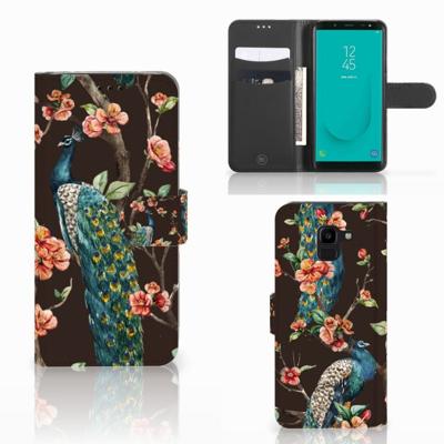 Samsung Galaxy J6 2018 | Telefoonhoesje | Met pasjeshouder | Pauw met Bloemen
