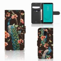 Samsung Galaxy J6 2018 | Telefoonhoesje | Met pasjeshouder | Pauw met Bloemen