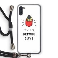 Fries before guys: Samsung Galaxy A11 Transparant Hoesje met koord