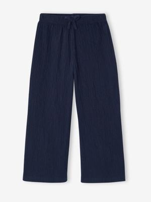 Wijde legging met golvend effect voor meisjes marineblauw