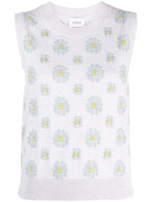 Barrie Top met geborduurde bloemen - Grijs