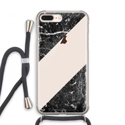 Zwart marmer: iPhone 8 Plus Transparant Hoesje met koord