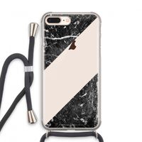Zwart marmer: iPhone 8 Plus Transparant Hoesje met koord