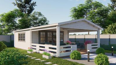 Blokhut - Tuinhuis Sheffield | 58 mm | vuren honinggeel geïmpregneerd