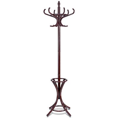 Staande Kapstok Hout 12 Haken Home Hoed Jas Hanger Boom 12 met Paraplu Houder Kapstok Bruin