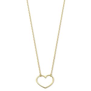 Ketting Open Hartje geelgoud 40-44 cm