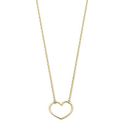 Ketting Open Hartje geelgoud 40-44 cm