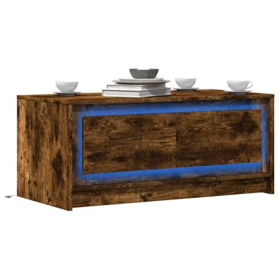 Salontafel met LED-verlichting bewerkt hout gerookt eikenkleur