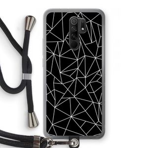 Geometrische lijnen wit: Xiaomi Redmi 9 Transparant Hoesje met koord