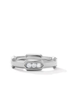 David Yurman bague Hex Pavé Station en argent sterling ornée de diamants