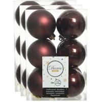 Decoris kerstballen - 36x stuks - mahonie bruin - kunststof - 6 cm