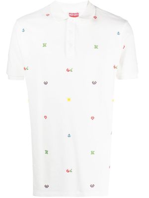 Kenzo polo en coton à imprimé pixelisé - Blanc