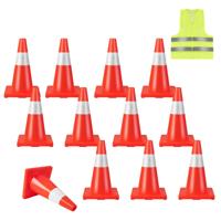 12 Stuks Opvouwbare Kegels Veiligheidskegels Verkeershoedjes van PVC voor Rijtraining Parken Verkeerscontrole Oranje + Zilver