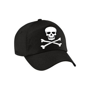 Carnaval verkleed piraten pet / cap doodskop zwart voor meisjes en jongens   -