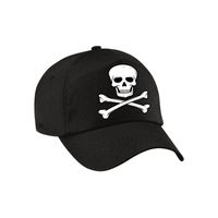 Carnaval verkleed piraten pet / cap doodskop zwart voor meisjes en jongens   - - thumbnail