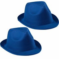 Verkleed trilby hoedje - 2x - blauw - polyester - volwassenen - Carnaval hoed